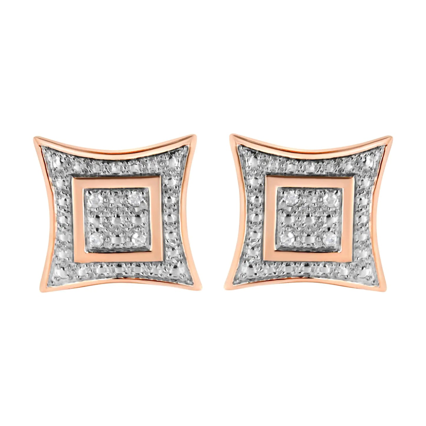 .Diamond Accented 4-Stone Star Shaped Halo-Style Stud Earrings