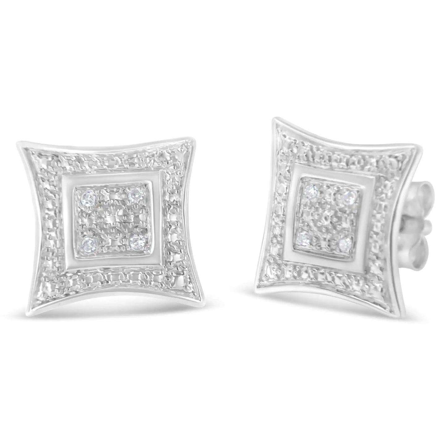 .Diamond Accented 4-Stone Star Shaped Halo-Style Stud Earrings