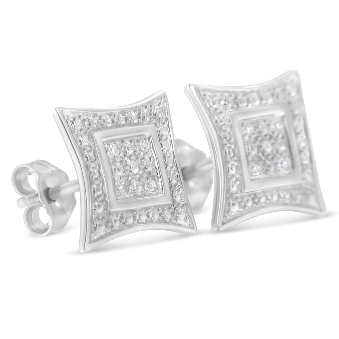 .Diamond Accented 4-Stone Star Shaped Halo-Style Stud Earrings