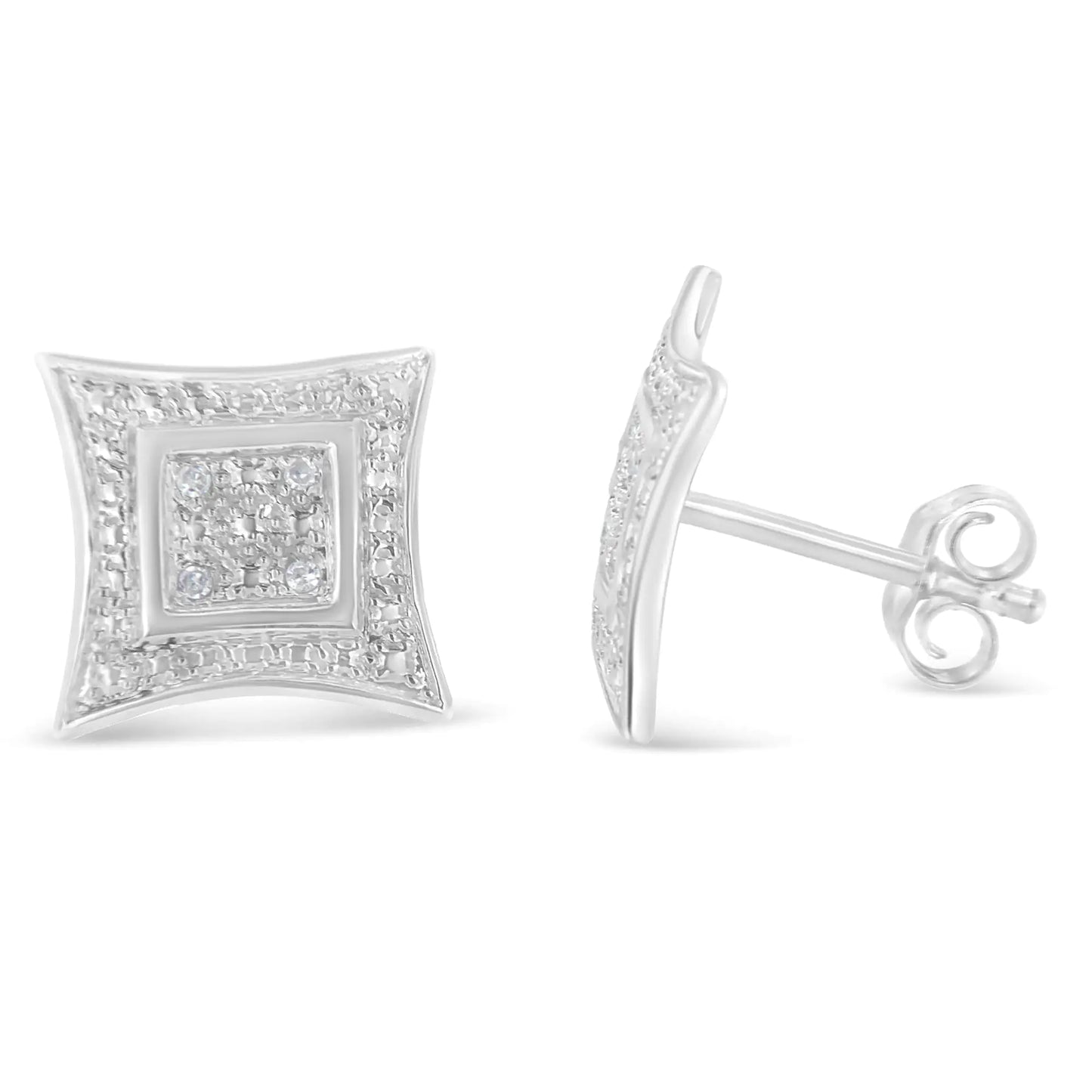 .Diamond Accented 4-Stone Star Shaped Halo-Style Stud Earrings