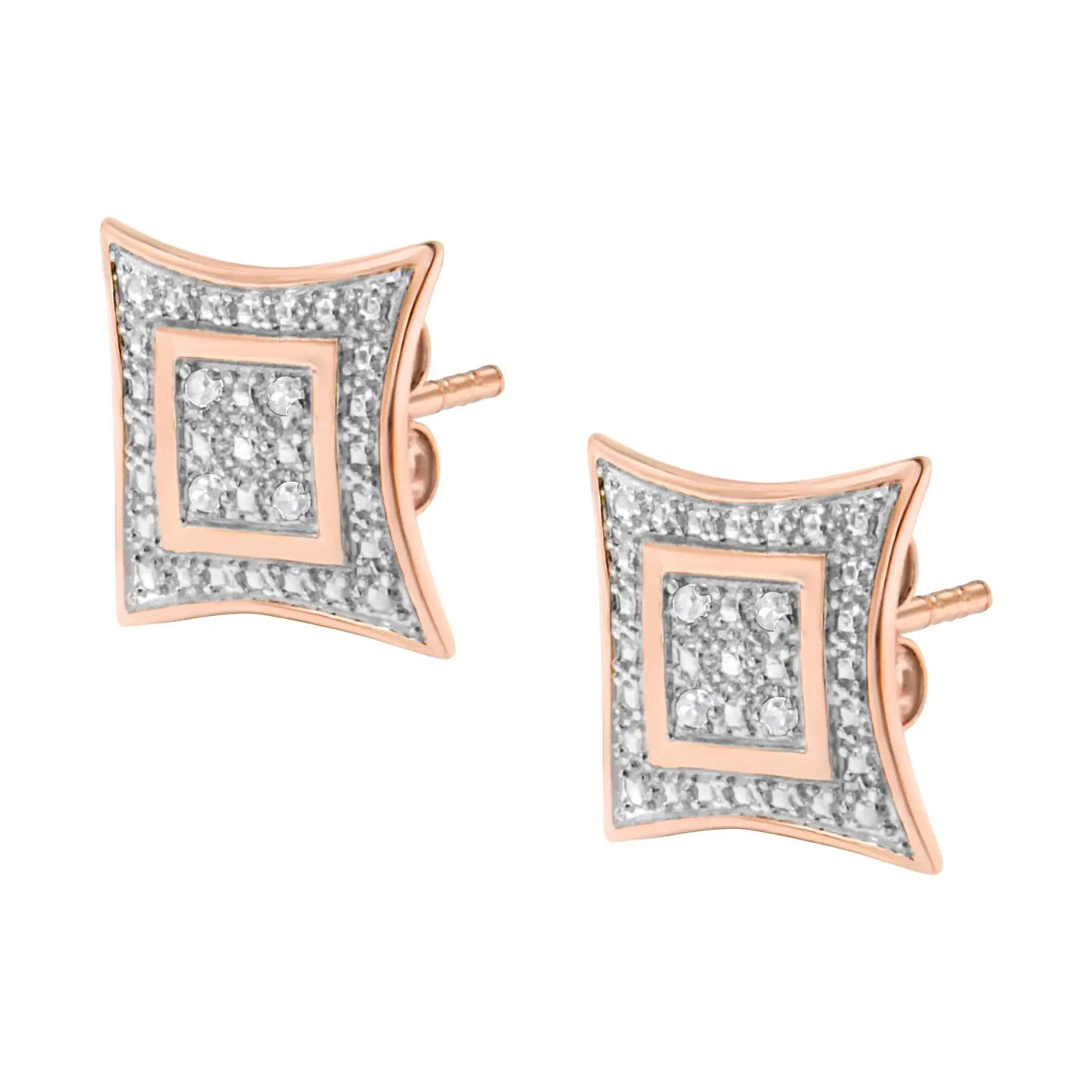 .Diamond Accented 4-Stone Star Shaped Halo-Style Stud Earrings